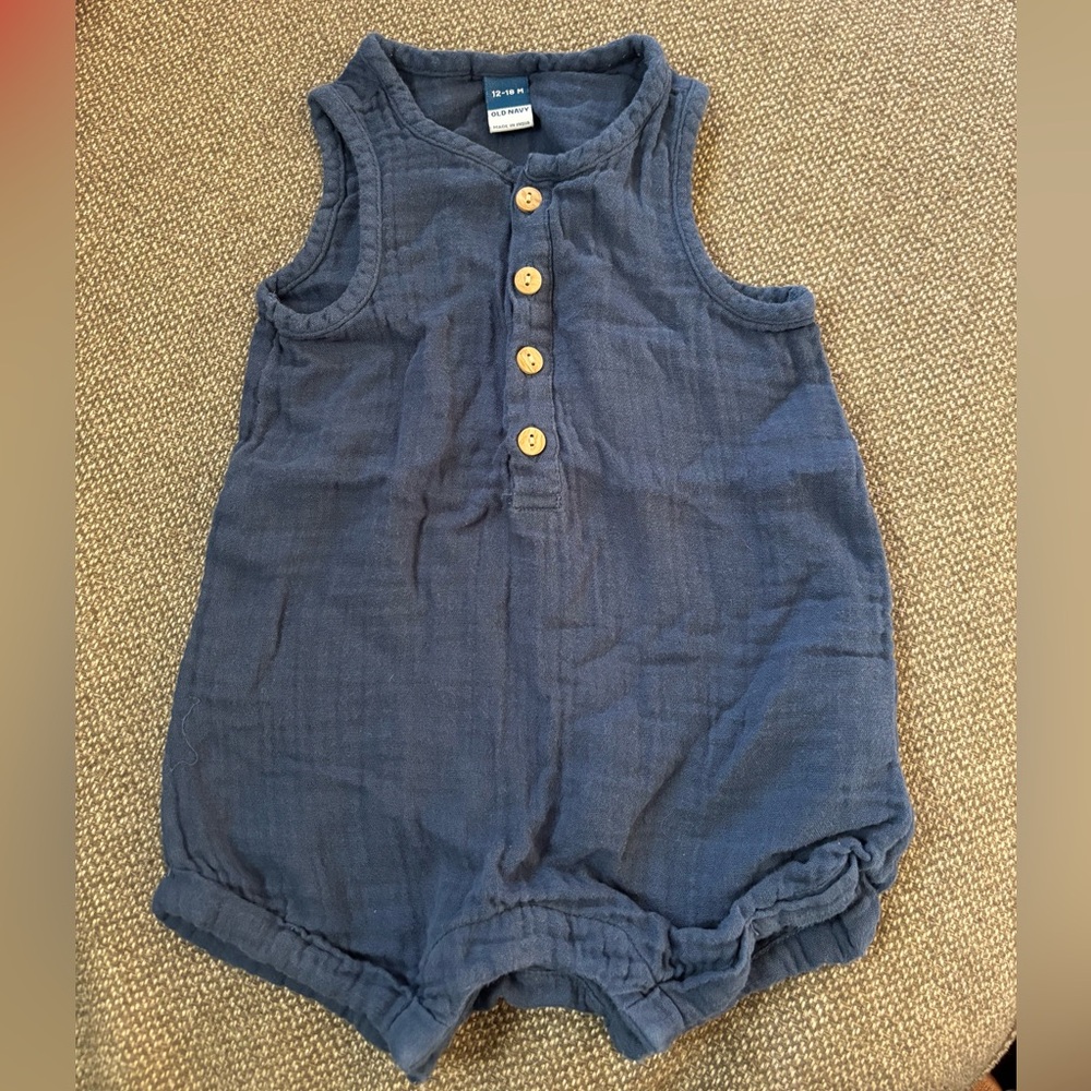 Blue Sleeveless Baby Romper